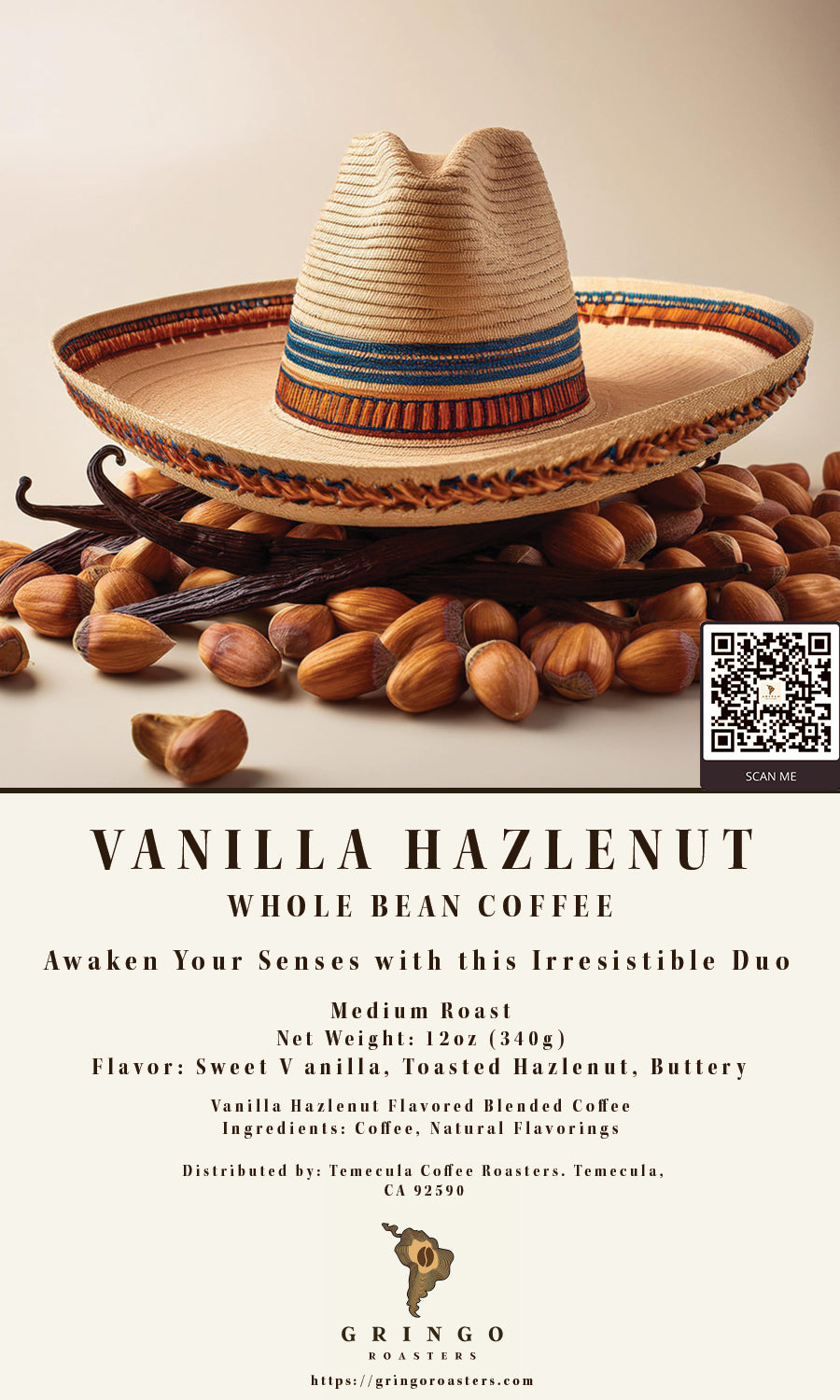 Gringo Roasters Vanilla Hazlenut Flavored Coffee